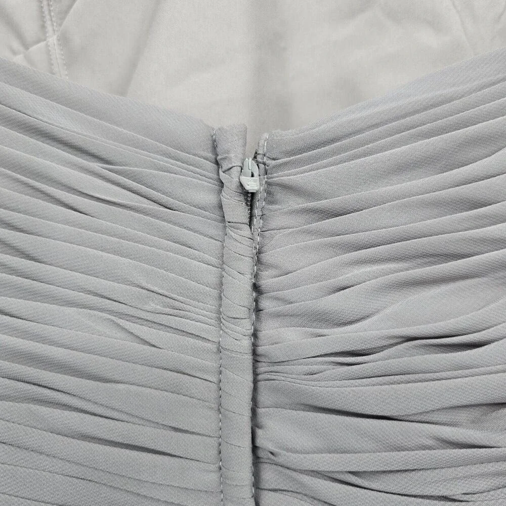 Caterina Collection Womens Grey Beaded Ruched Tiered Ruffle Formal Dress Size 12 - Picture 14 of 15